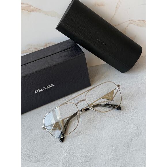 NEW Prada PR B50V Silver Pilot Aviator Eyeglasses Frames main image 7